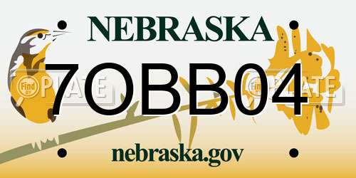 7OBB04 Nebraska License Plate