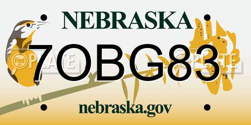 7OBG83 Nebraska License Plate
