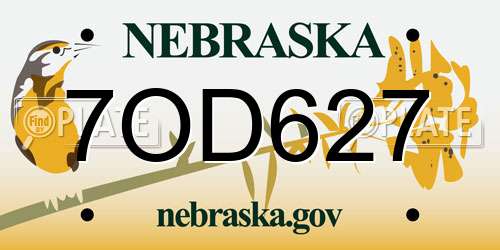 7OD627 Nebraska License Plate