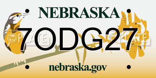 7ODG27 Nebraska License Plate