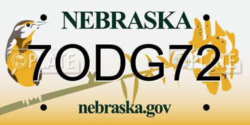 7ODG72 Nebraska License Plate