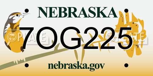 7OG225 Nebraska License Plate