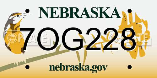 7OG228 Nebraska License Plate