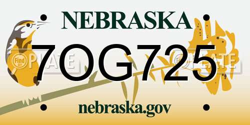 7OG725 Nebraska License Plate