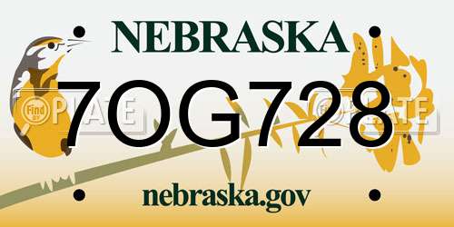 7OG728 Nebraska License Plate
