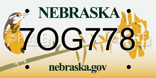 7OG778 Nebraska License Plate