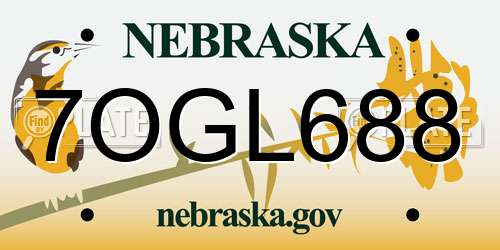 7OGL688 Nebraska License Plate