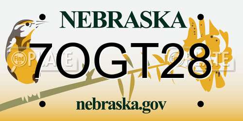 7OGT28 Nebraska License Plate