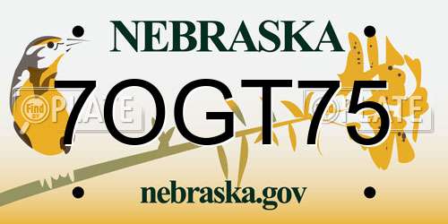 7OGT75 Nebraska License Plate