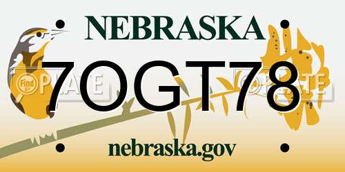 7OGT78 Nebraska License Plate