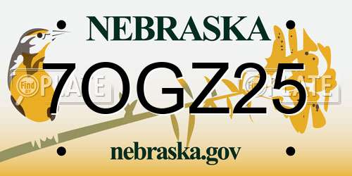 7OGZ25 Nebraska License Plate