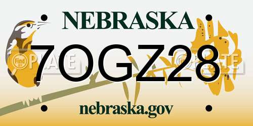 7OGZ28 Nebraska License Plate