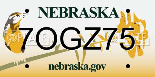 7OGZ75 Nebraska License Plate