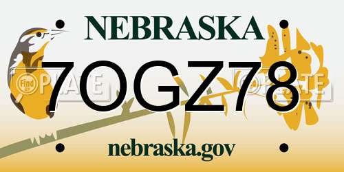 7OGZ78 Nebraska License Plate