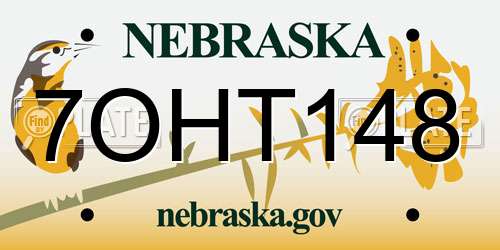 7OHT148 Nebraska License Plate