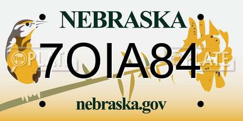 7OIA84 Nebraska License Plate