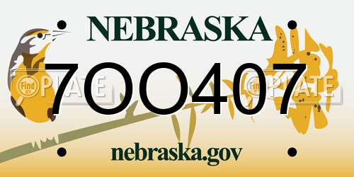 7OO407 Nebraska License Plate