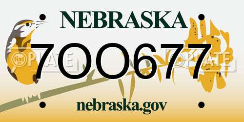 7OO677 Nebraska License Plate