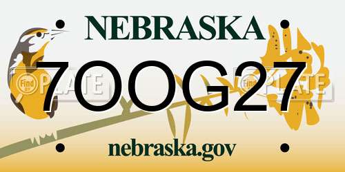 7OOG27 Nebraska License Plate
