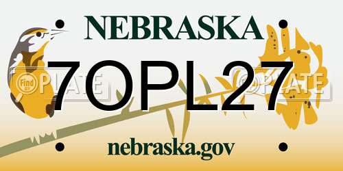 7OPL27 Nebraska License Plate
