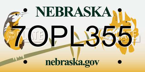 7OPL355 Nebraska License Plate