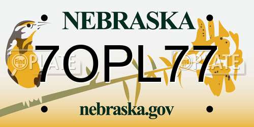 7OPL77 Nebraska License Plate