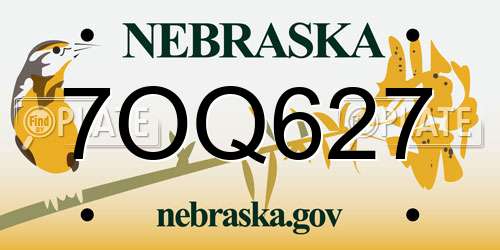 7OQ627 Nebraska License Plate