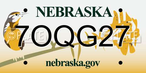 7OQG27 Nebraska License Plate