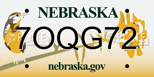 7OQG72 Nebraska License Plate