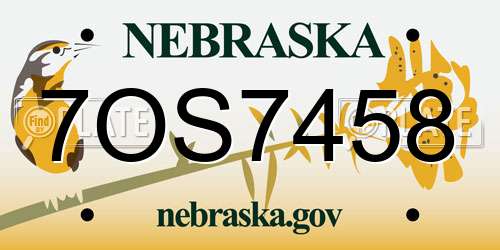 7OS7458 Nebraska License Plate