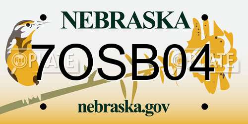 7OSB04 Nebraska License Plate