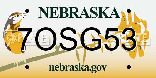 7OSG53 Nebraska License Plate