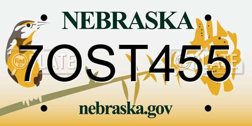 7OST455 Nebraska License Plate