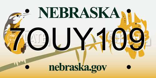 7OUY109 Nebraska License Plate
