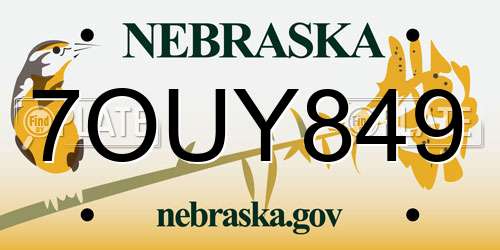 7OUY849 Nebraska License Plate