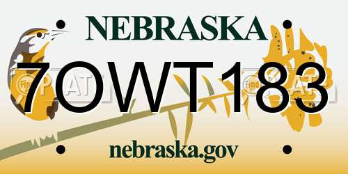7OWT183 Nebraska License Plate