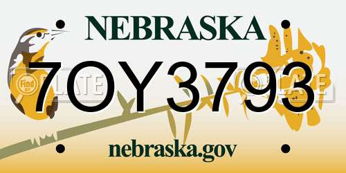 7OY3793 Nebraska License Plate