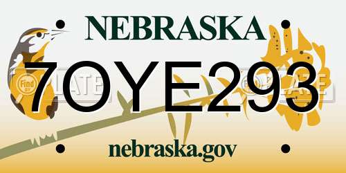 7OYE293 Nebraska License Plate