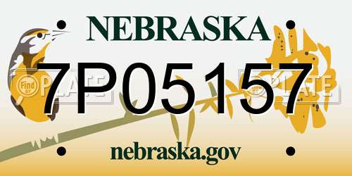 7P05157 Nebraska License Plate