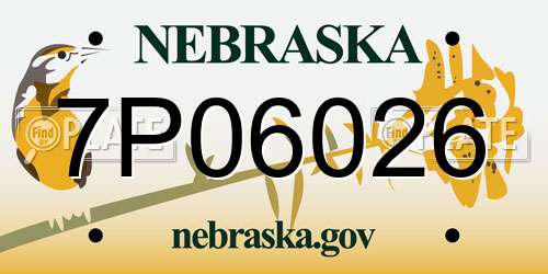 7P06026 Nebraska License Plate