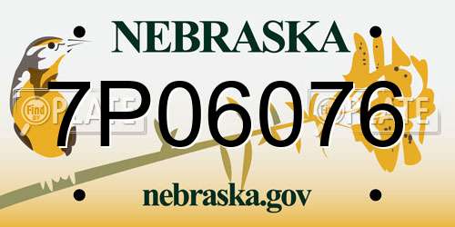 7P06076 Nebraska License Plate