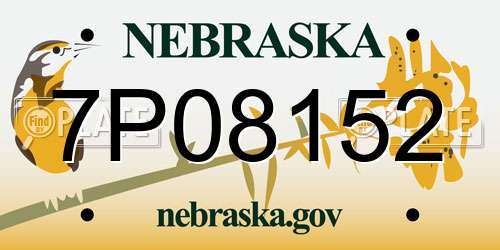 7P08152 Nebraska License Plate