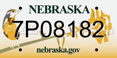 7P08182 Nebraska License Plate
