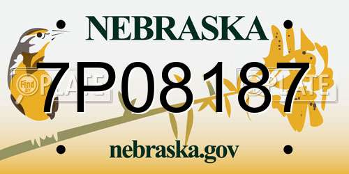 7P08187 Nebraska License Plate