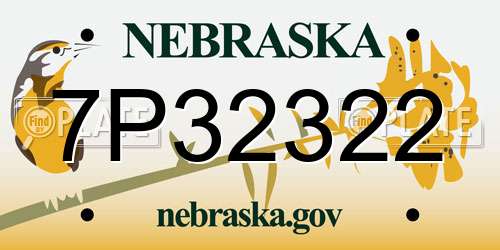 7P32322 Nebraska License Plate