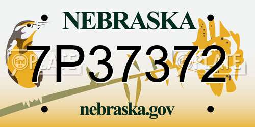 7P37372 Nebraska License Plate