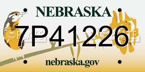 7P41226 Nebraska License Plate