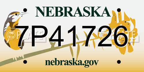 7P41726 Nebraska License Plate