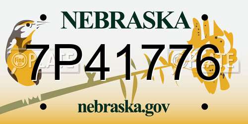 7P41776 Nebraska License Plate