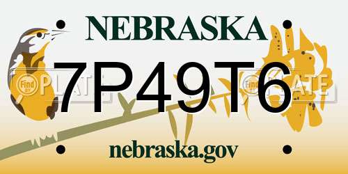 7P49T6 Nebraska License Plate